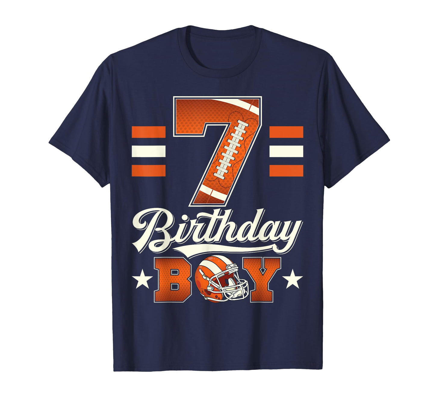 Seven 7th Birthday Boy Football 7 Year Old Sports Party T-Shirt