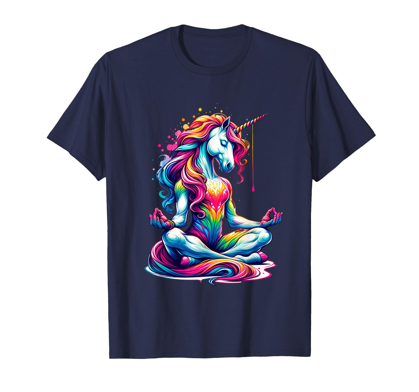 Meditating Yoga Unicorn: Colorful Balance and Relaxation T-Shirt