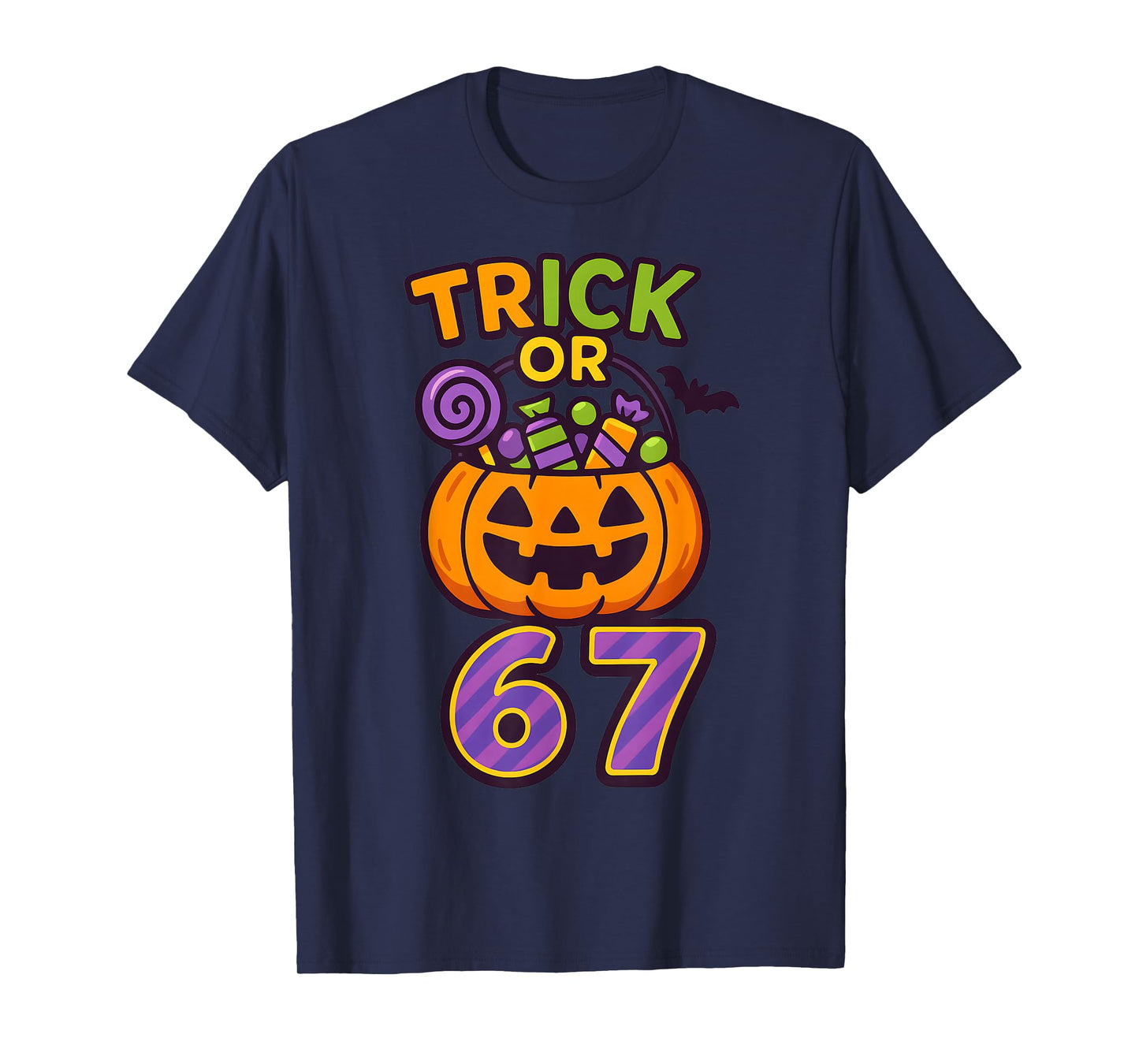 Funny 67 Halloween Trick Or Treat Pumpkin Boys Six Seven T-Shirt