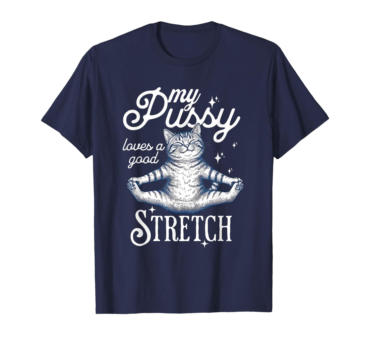 My Pussy Loves A Good Stretch Inappropriate Adult Joke Cat T-Shirt