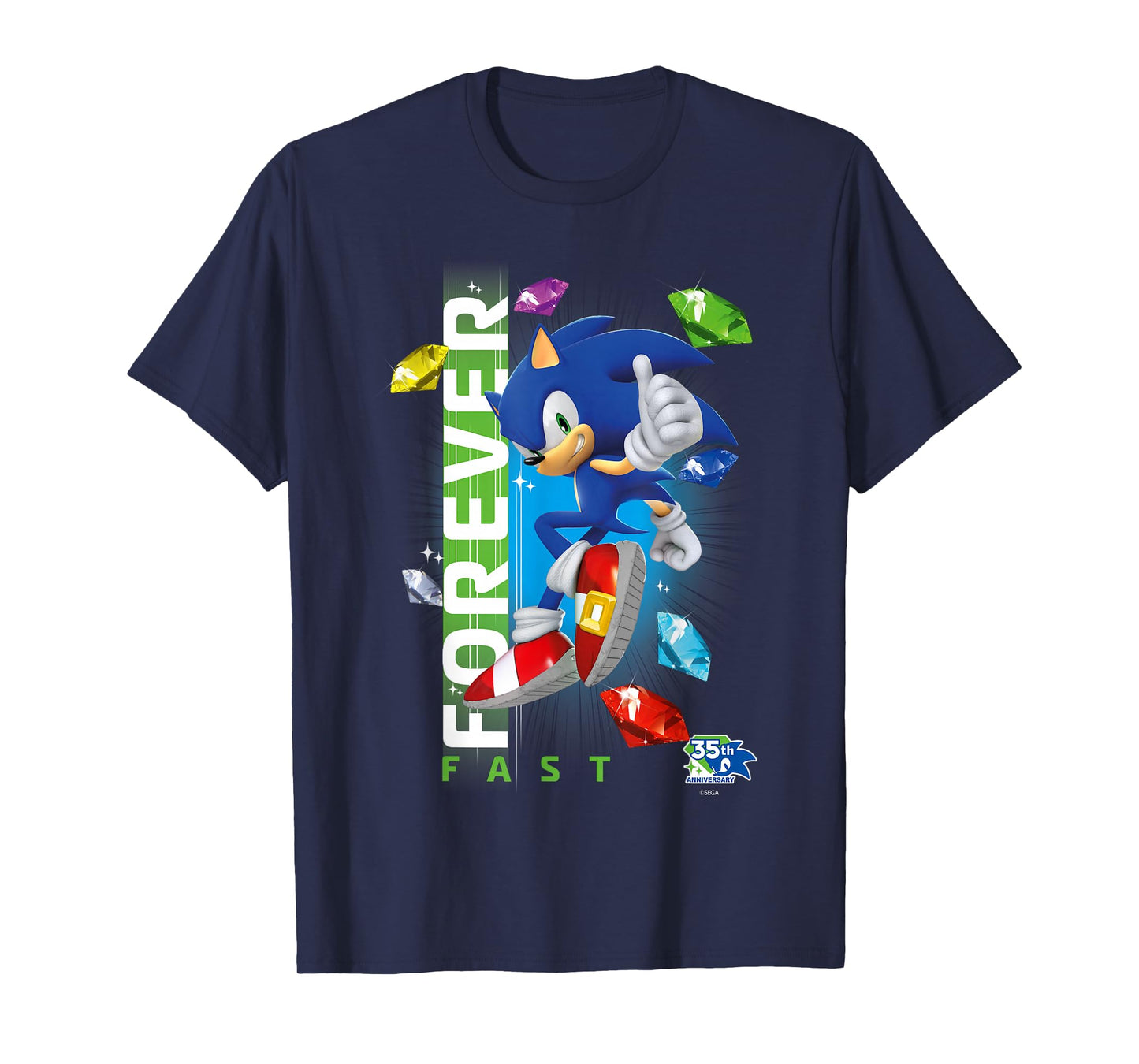 Sonic The Hedgehog 35th Anniversary Forever Fast Emeralds T-Shirt