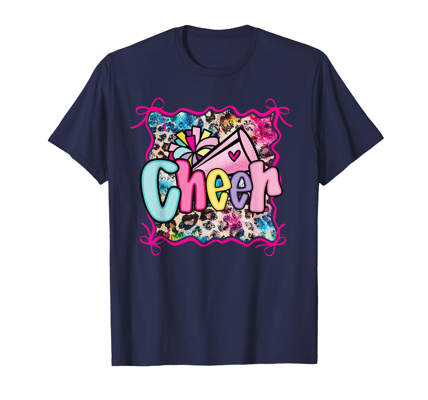 Rainbow Coquette Cheer Cheerleader Pom Megaphone Girl Bow T-Shirt