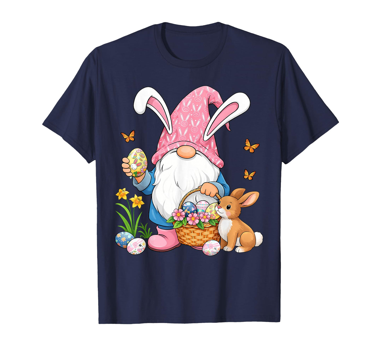 Women Easter Bunny with Gnome Easter Day Women Kids Girls T-Shirt