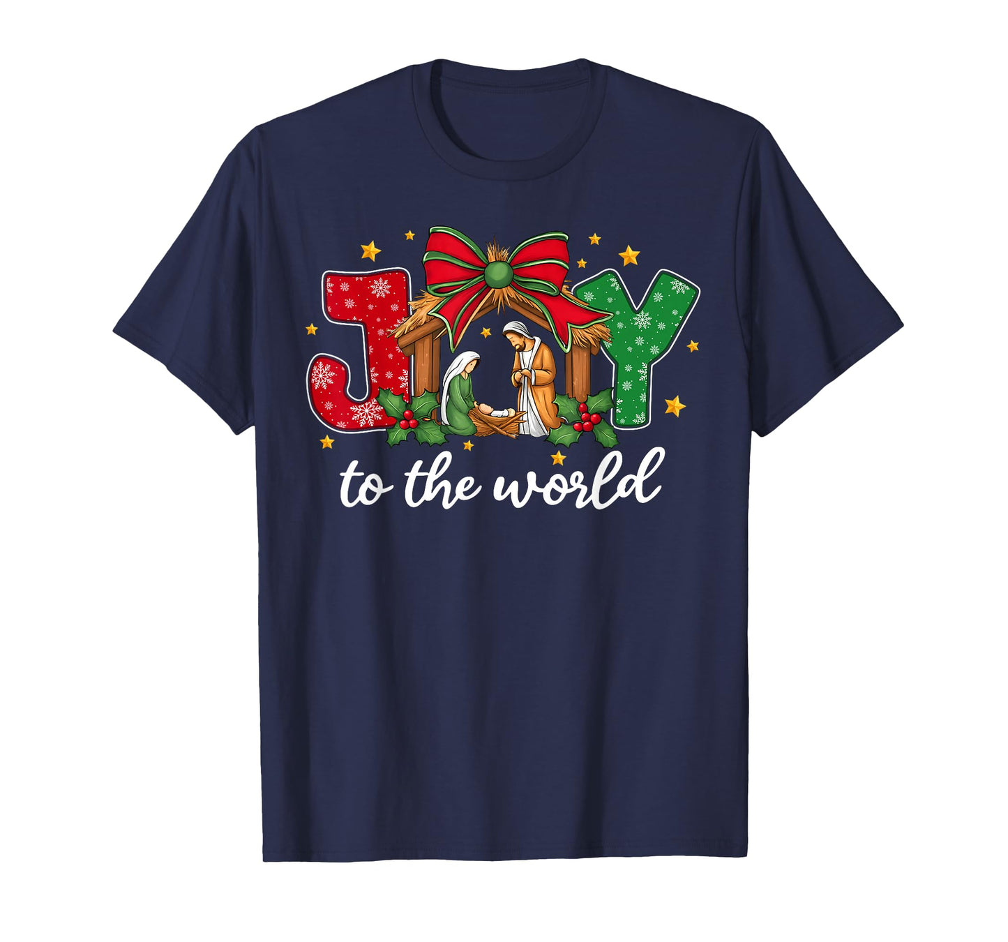 Joy to The World Baby Jesus Christmas Nativity Scene T-Shirt