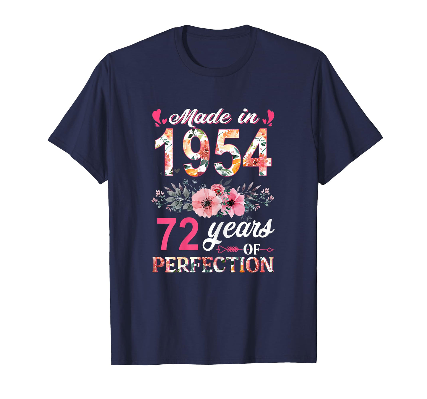 Made in 1954 Floral 72 Year Old 72th Birthday Gifts Women T-Shirt
