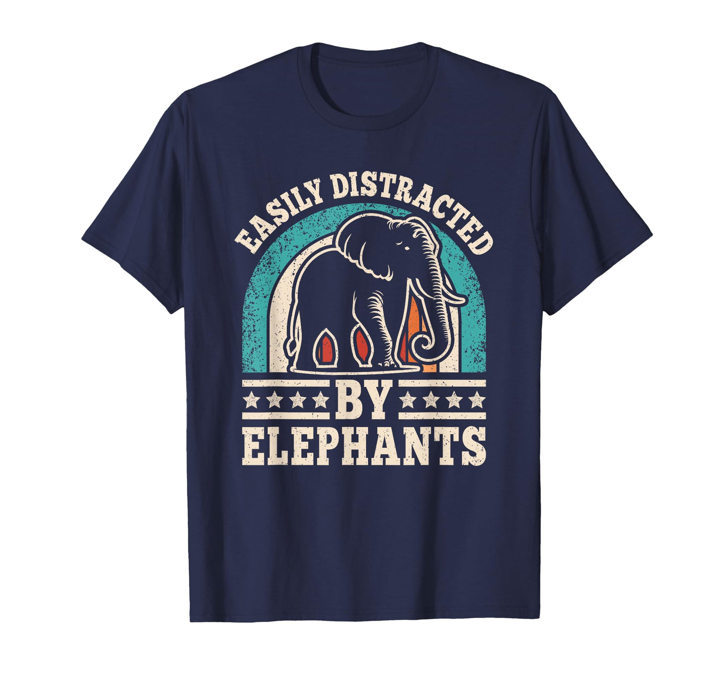 Easily Distracted by Elephants Retro Elephant Men Women T-Shirt