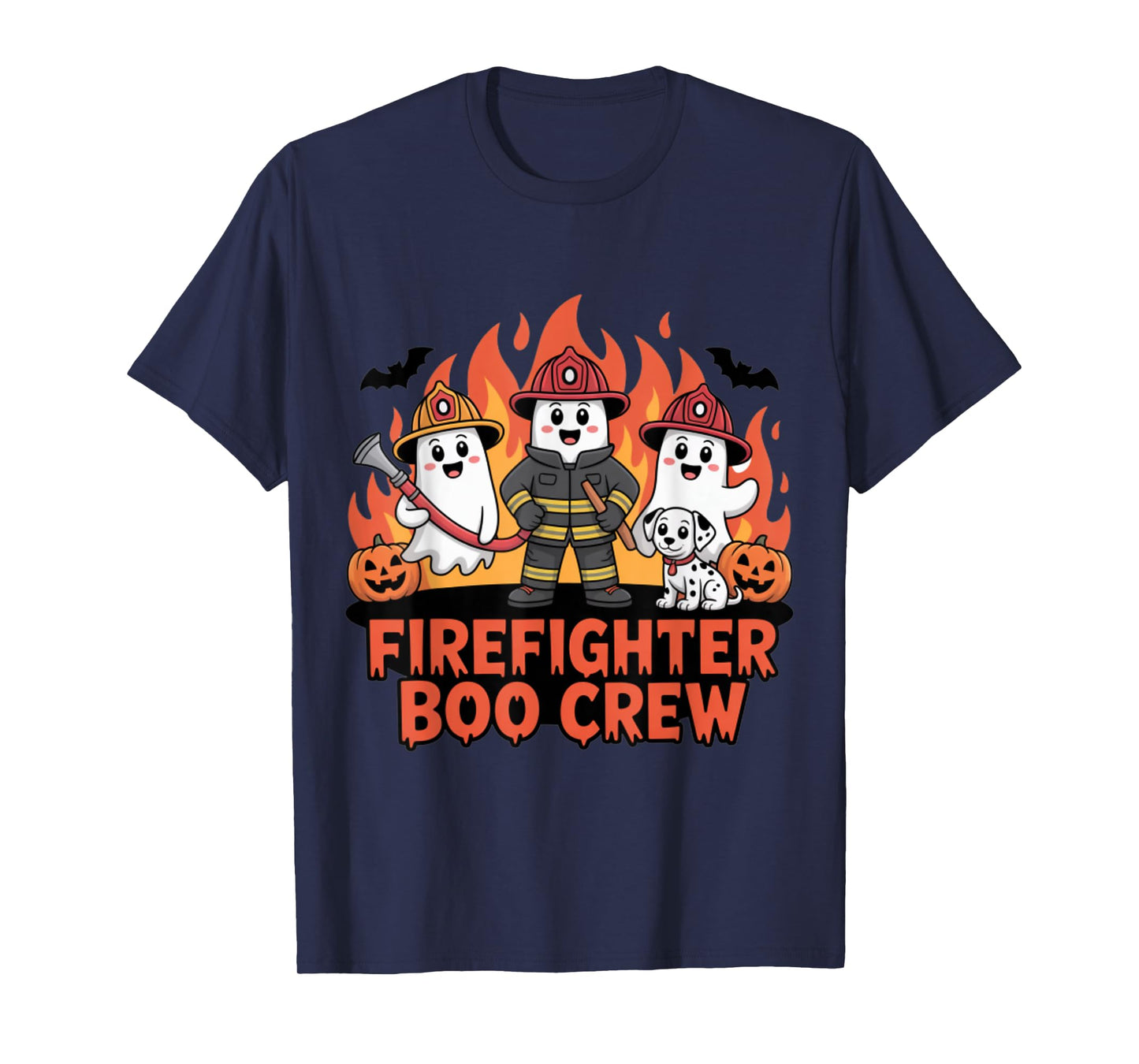 Firefighter Boo Crew Ghost Halloween Costume T-Shirt