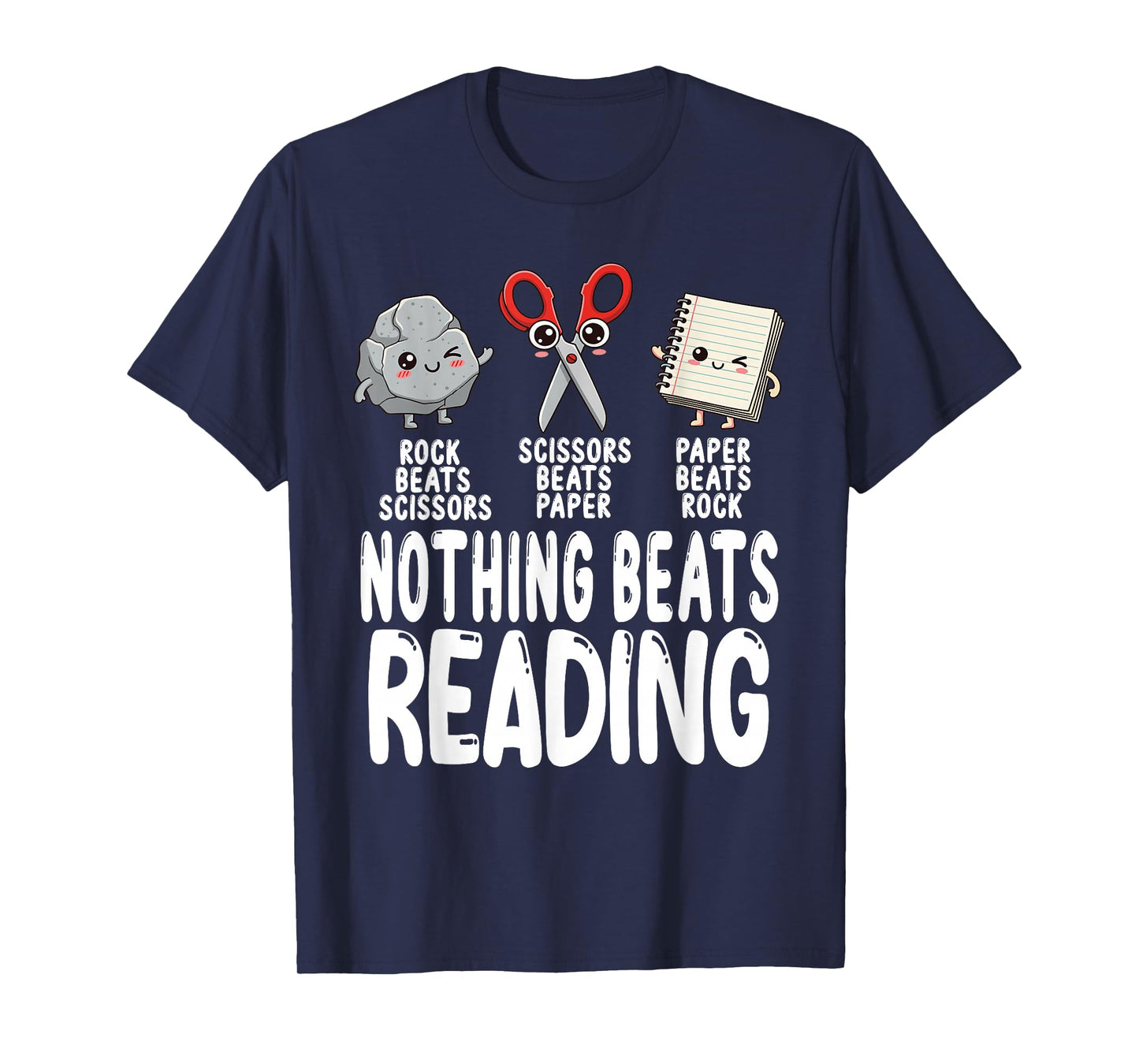 Nothing Beats Reading Rock Paper Scissors Funny Book Lover T-Shirt