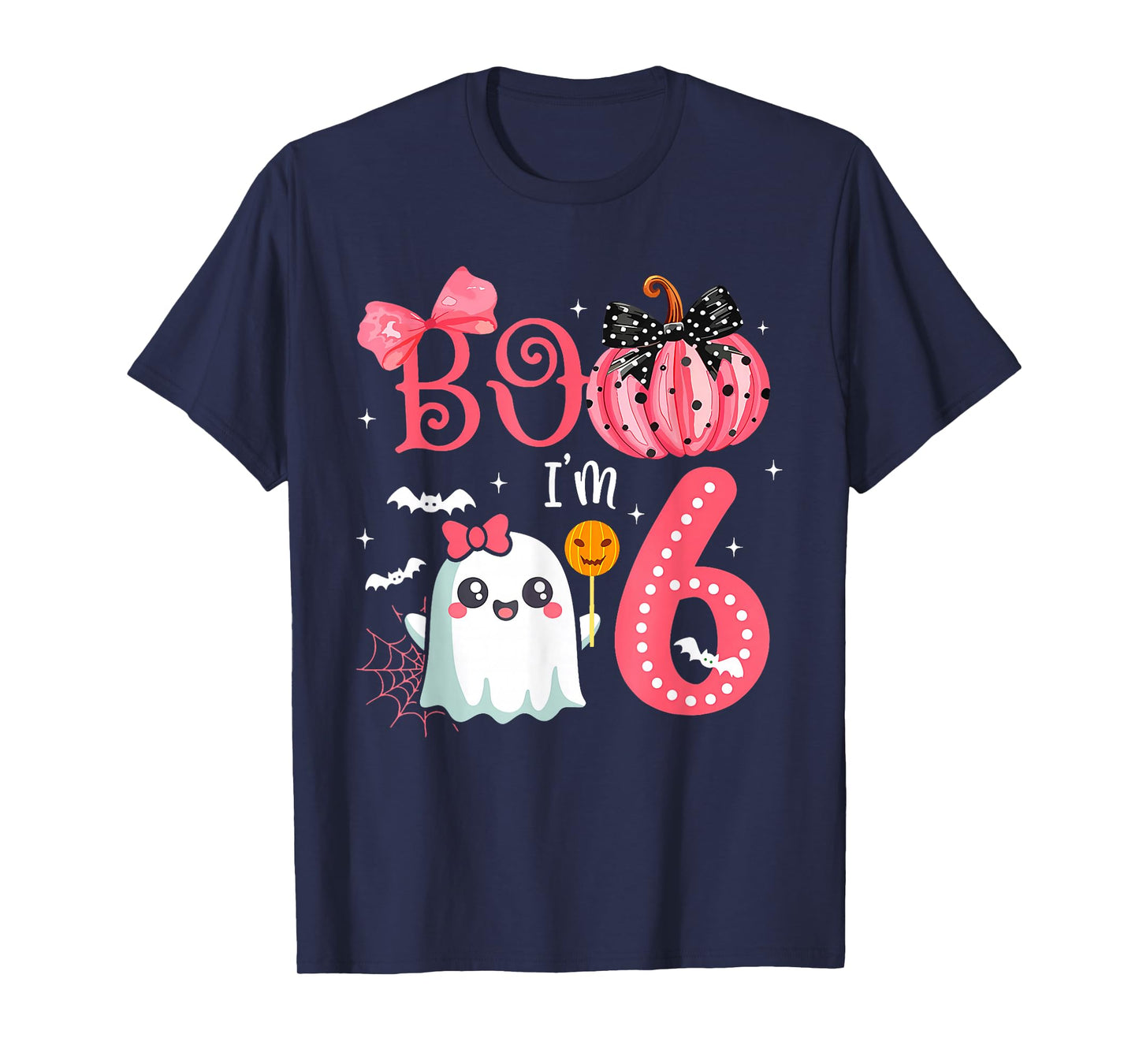 Boo I'M 6 Years Old Ghost 6Th Birthday Halloween Ghost Girls T-Shirt