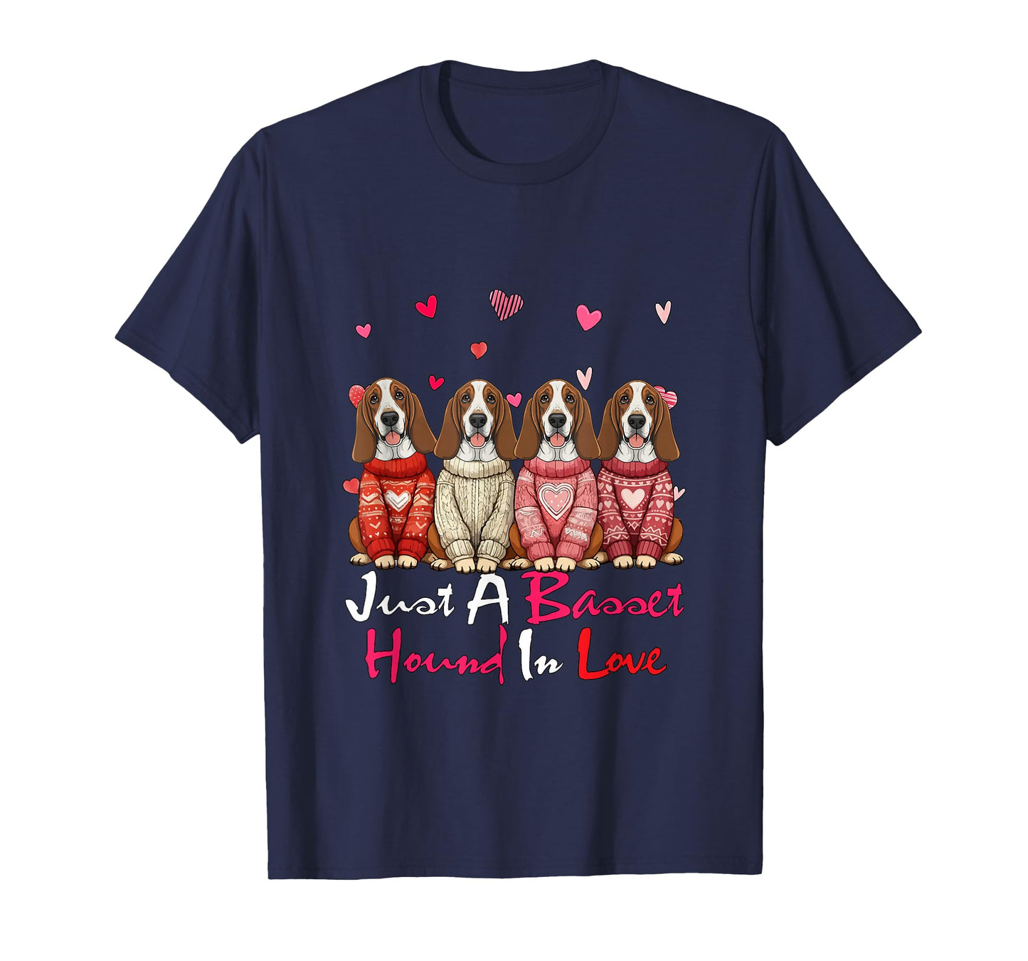 Just A Basset Hound in Love Valentine Group Dogs Owner Kids T-Shirt