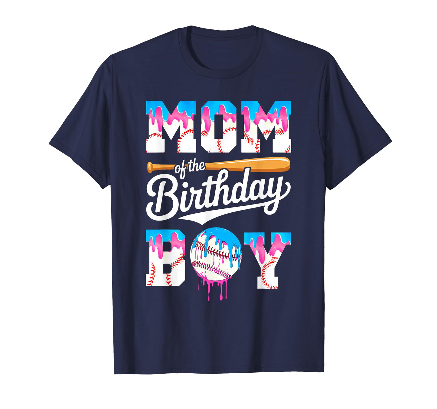 Mom Of The Birthday Boy Baseball Drip Family Matching T-Shirt