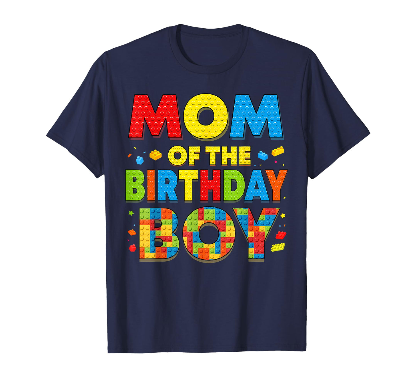 Mom Of The Birthday Boy Funny Building Block Birthday Family T-Shirt