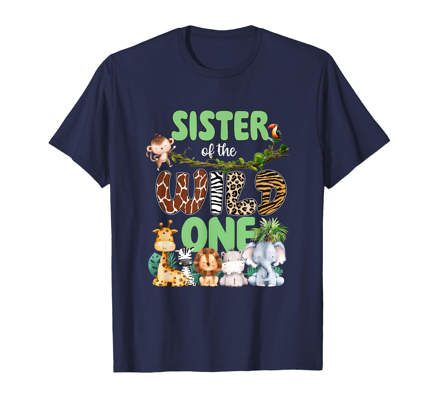 Sister of The Wild One 1st Birthday Boy Kids Safari Jungle T-Shirt