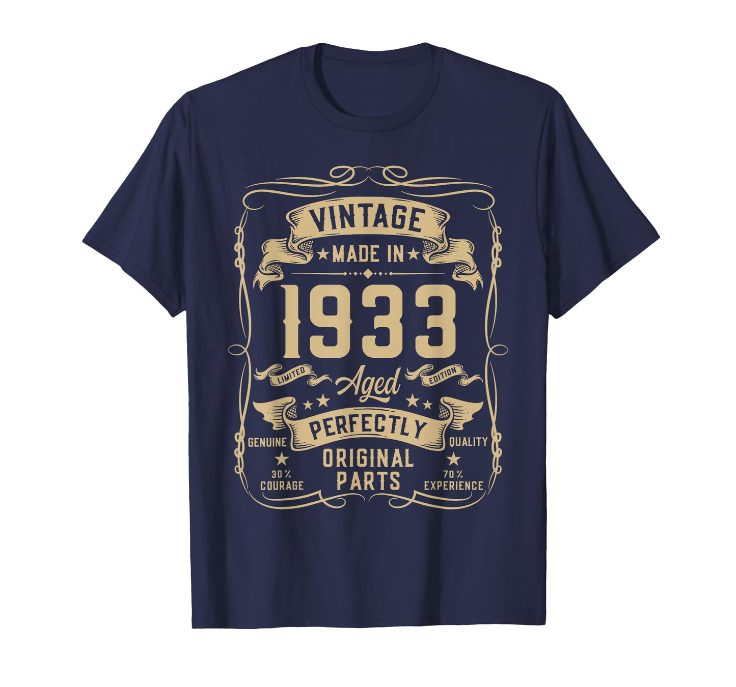 Vintage 1933 93yr 93rd Birthday Gifts for Men 93 Years Old T-Shirt