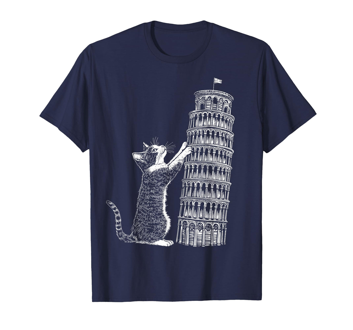 Cat Scratching the Leaning Tower of Pisa – Italy Funny Cat T-Shirt