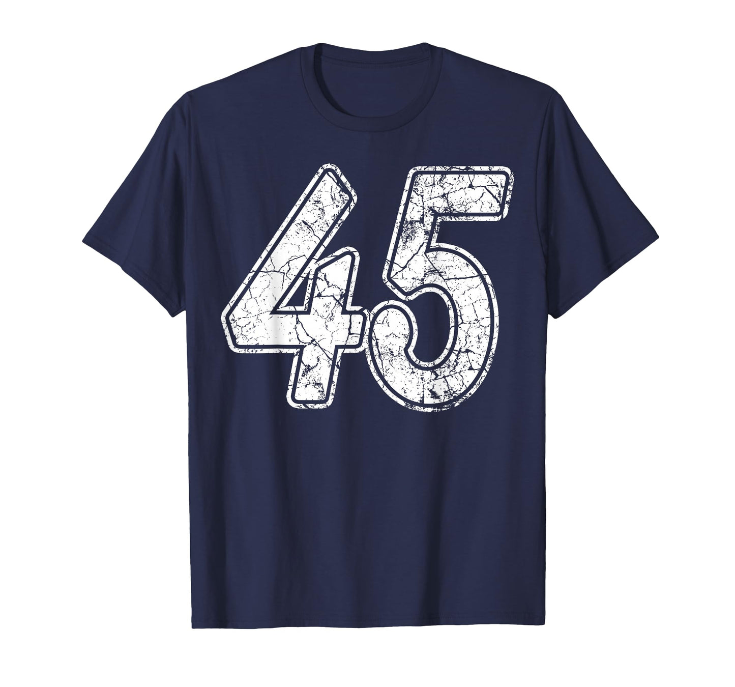 Distressed White Script Number 45 Jersey Player Uniform #45 T-Shirt