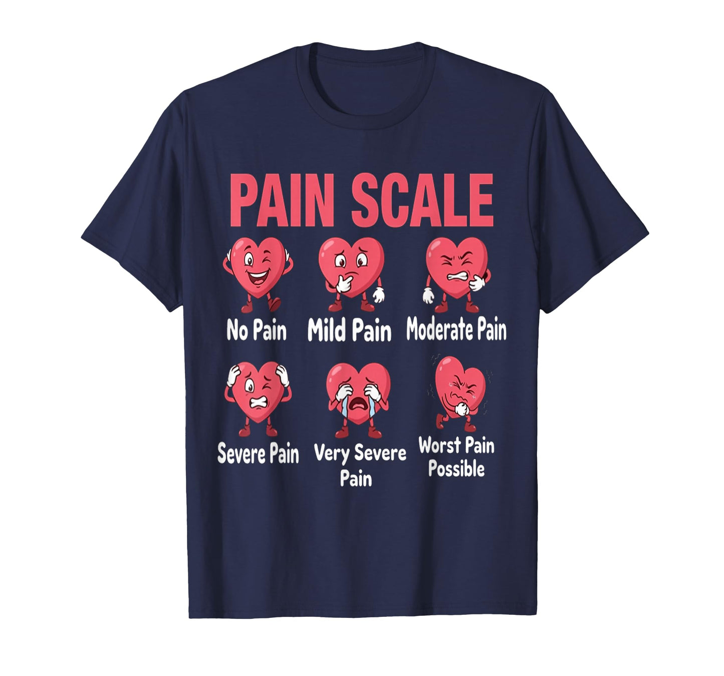 Funny Pain Scale Nurse Valentines Nurses Heart RN ER Nursing T-Shirt