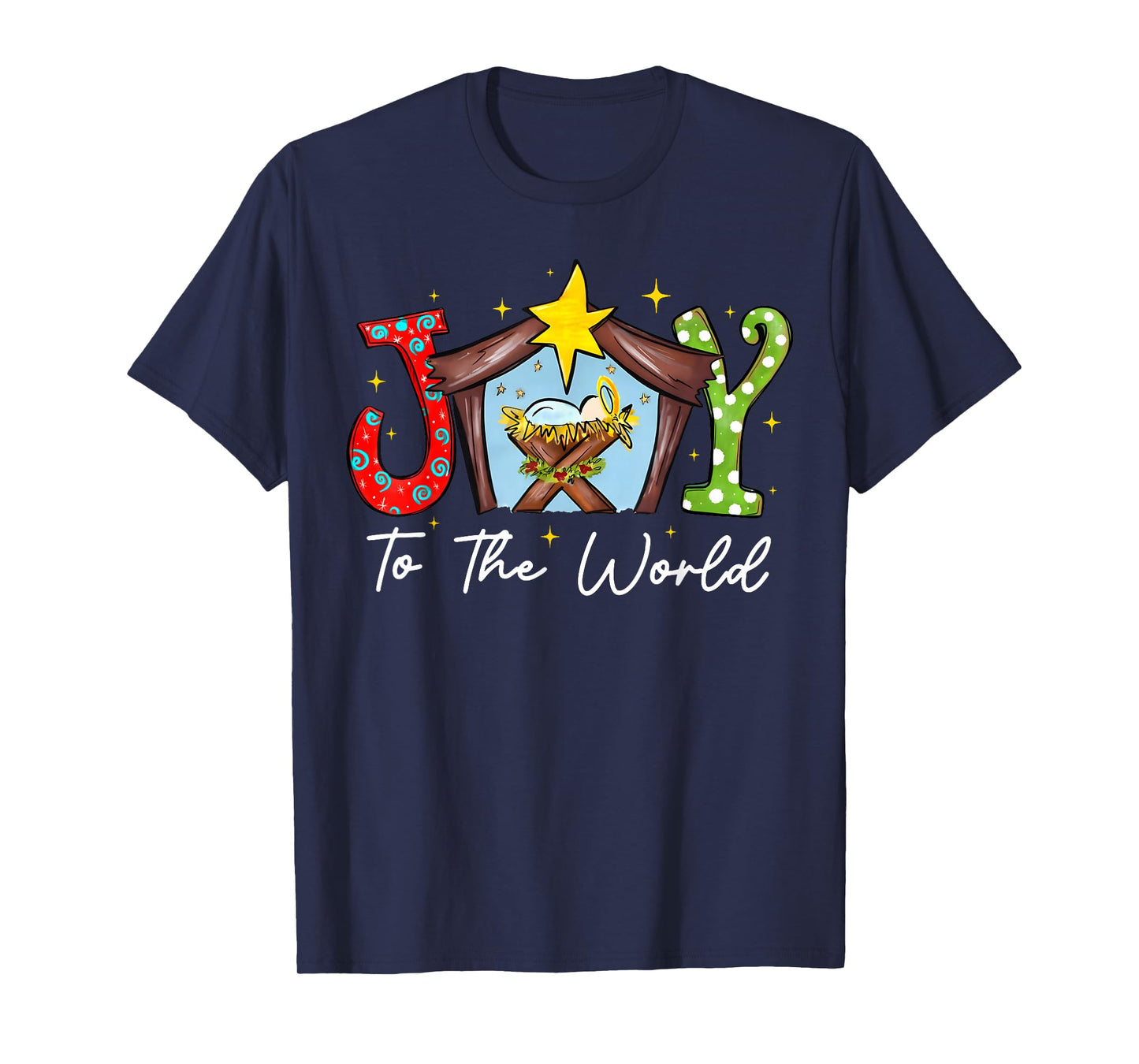 Joy to The World Baby Jesus Christmas Nativity Scene T-Shirt