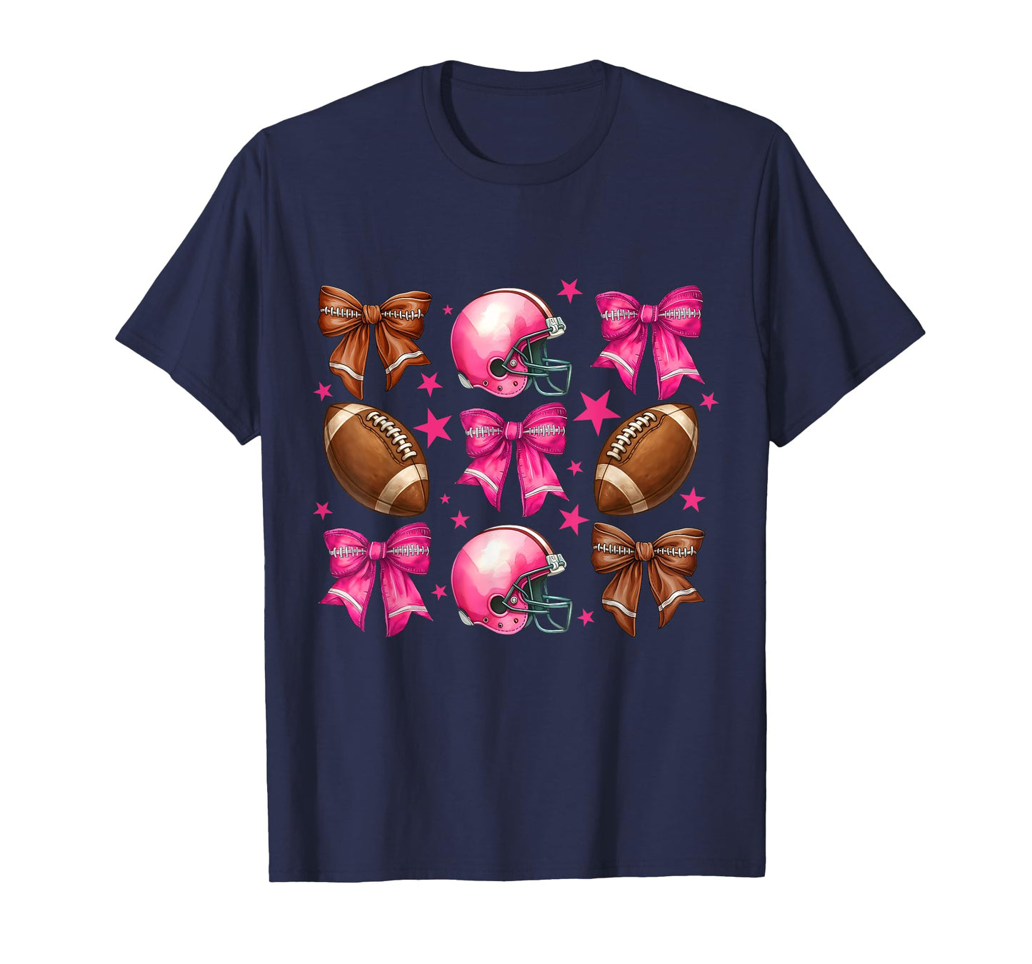 Coquette Bow Football Lover Game Day Football Women Girls T-Shirt