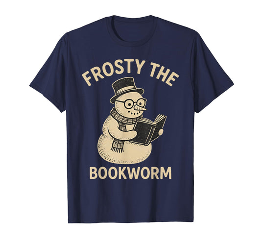 Frosty The Bookworm Snowman Reading T-Shirt