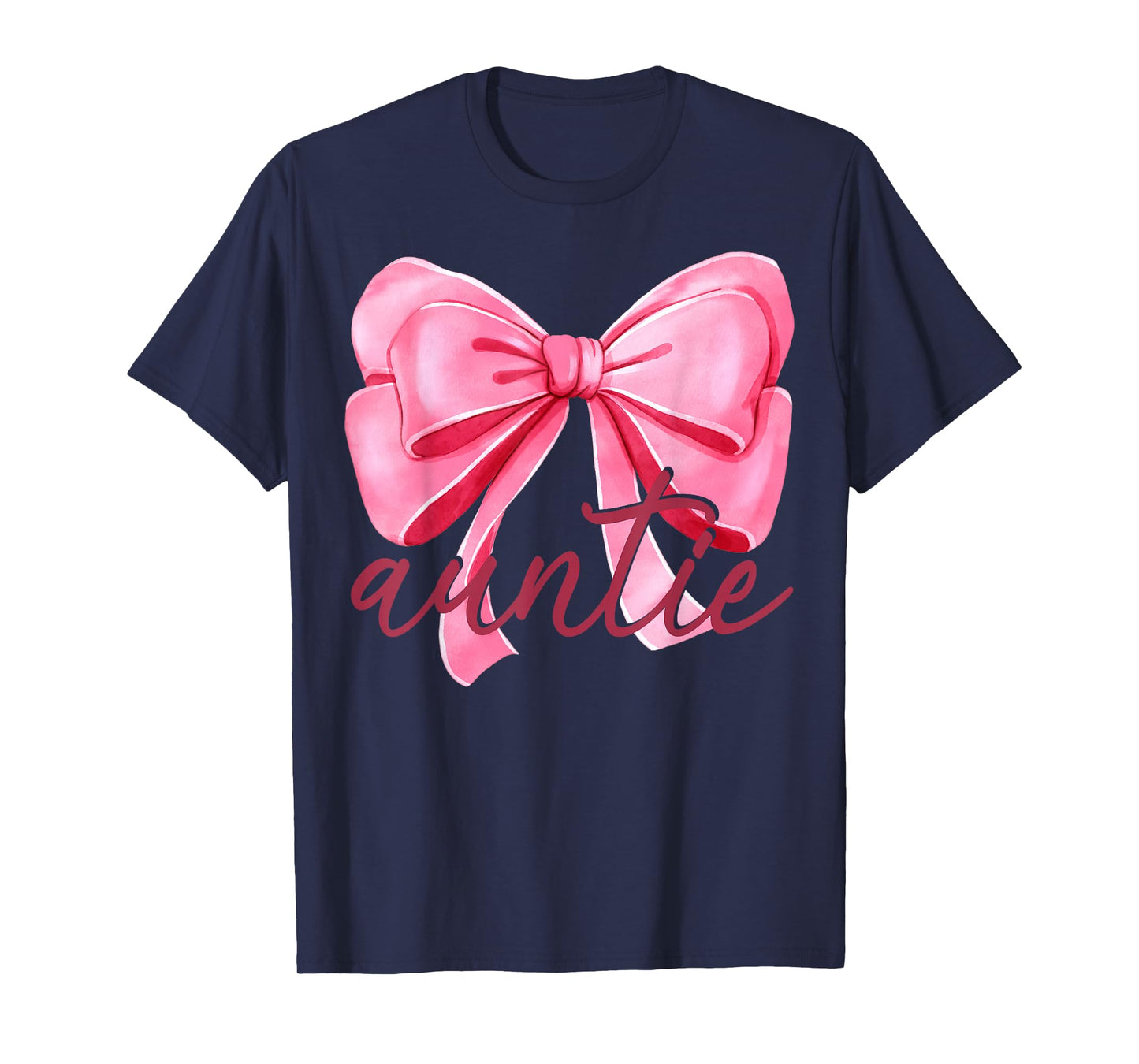Auntie Pink Bow Birthday Baby Shower Family Pink Ribbon T-Shirt