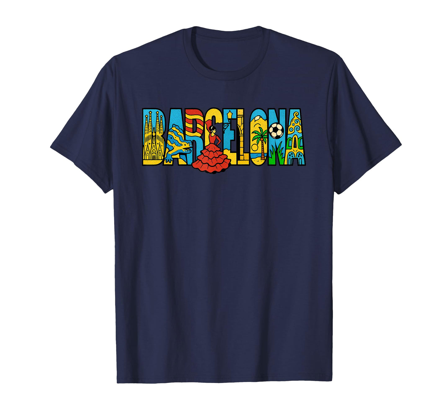 Barcelona Spain Souvenir City Icons Graphic T-Shirt