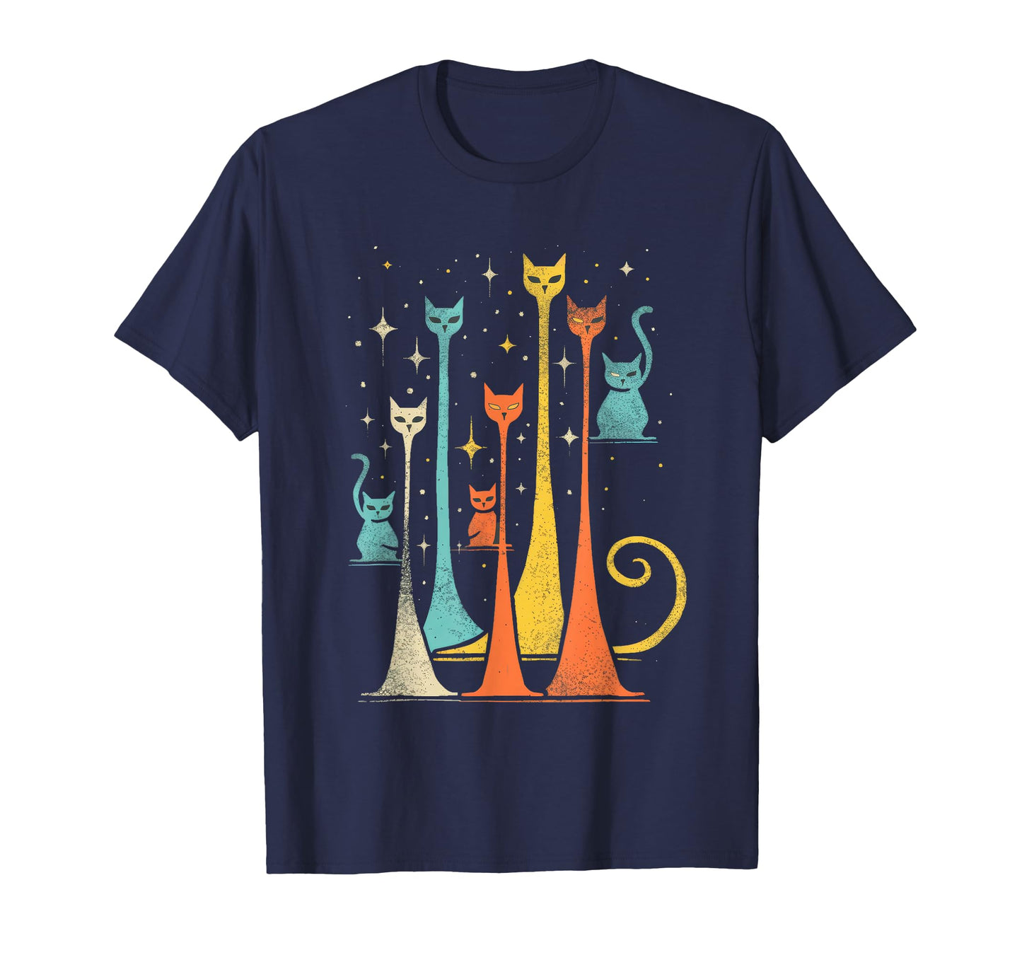 Cute Cat Gang Vintage Shirt 50s Retro Space Cat Print T-Shirt