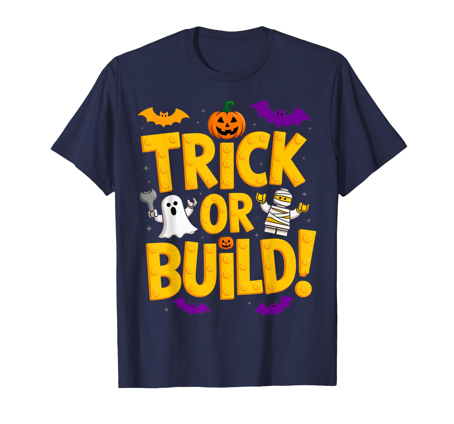 Halloween Costume Master Builder Bricks Blocks Building Kids T-Shirt