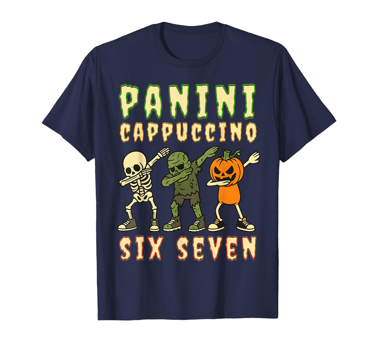 Italian Brainrot Halloween Panini Cappuccino Six Seven Meme T-Shirt