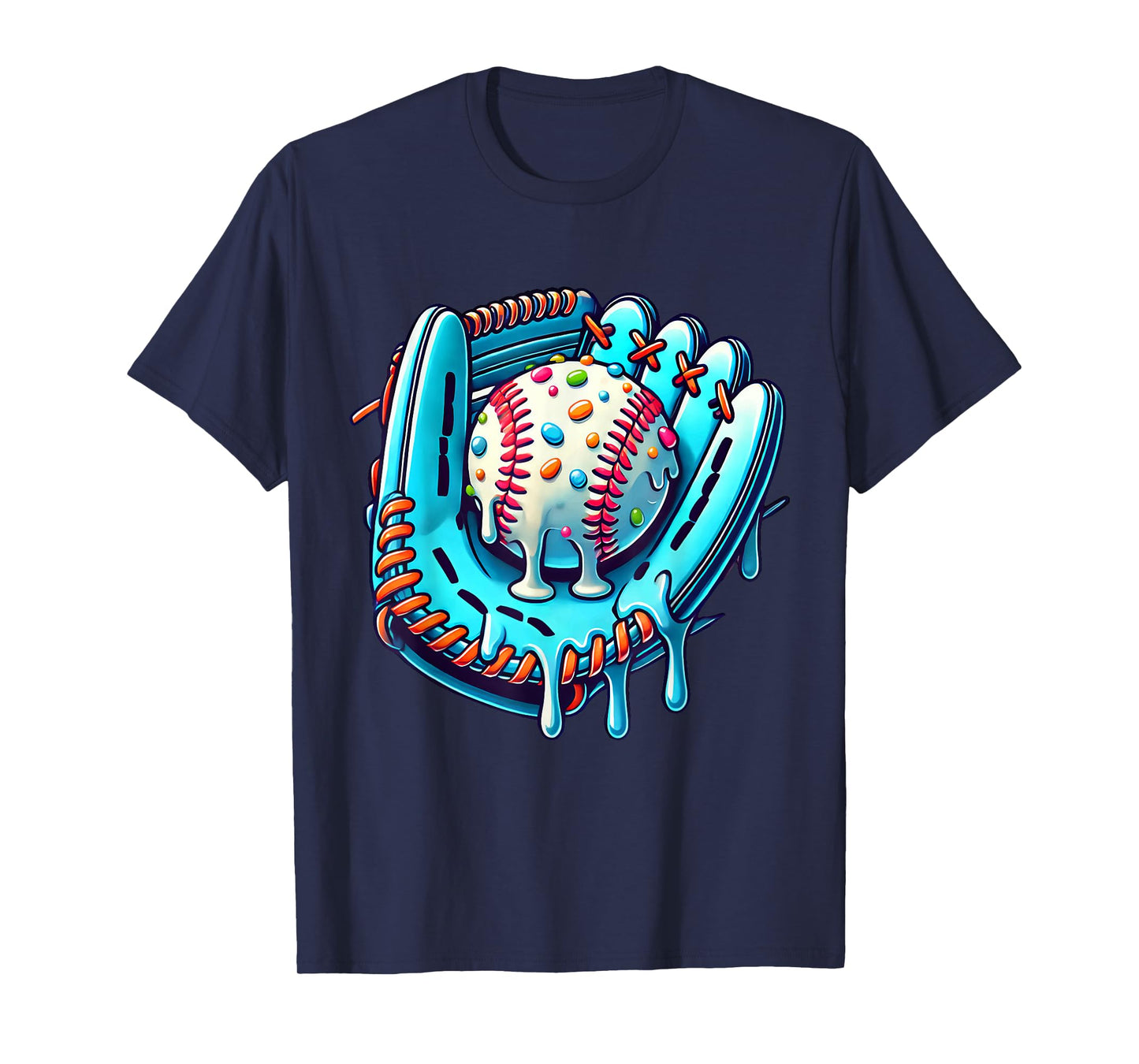 Baseball Drip Design Ice Cream Sprinkles Baseball Player T-Shirt