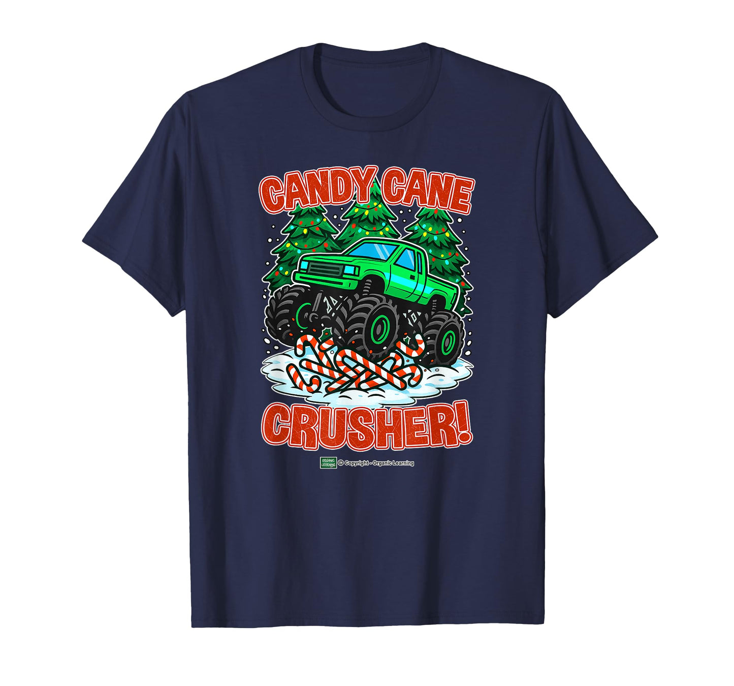 Kids Christmas Candy Cane Crusher Monster Truck for Toddlers T-Shirt