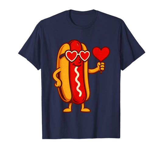 Heart Hot Dog Cute Sausage Bun Valentines Day Food Lover T-Shirt