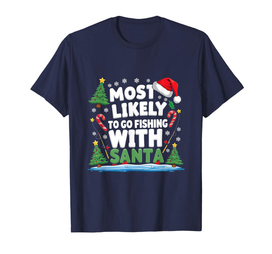 Merry Fishmas Funny Fish Santa Bigfoot Christmas Fishing T-Shirt