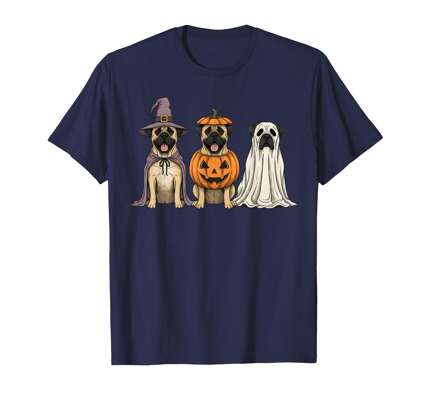 Spooky Ghost Bullmastiff Pumpkin Halloween Dog Lover T-Shirt