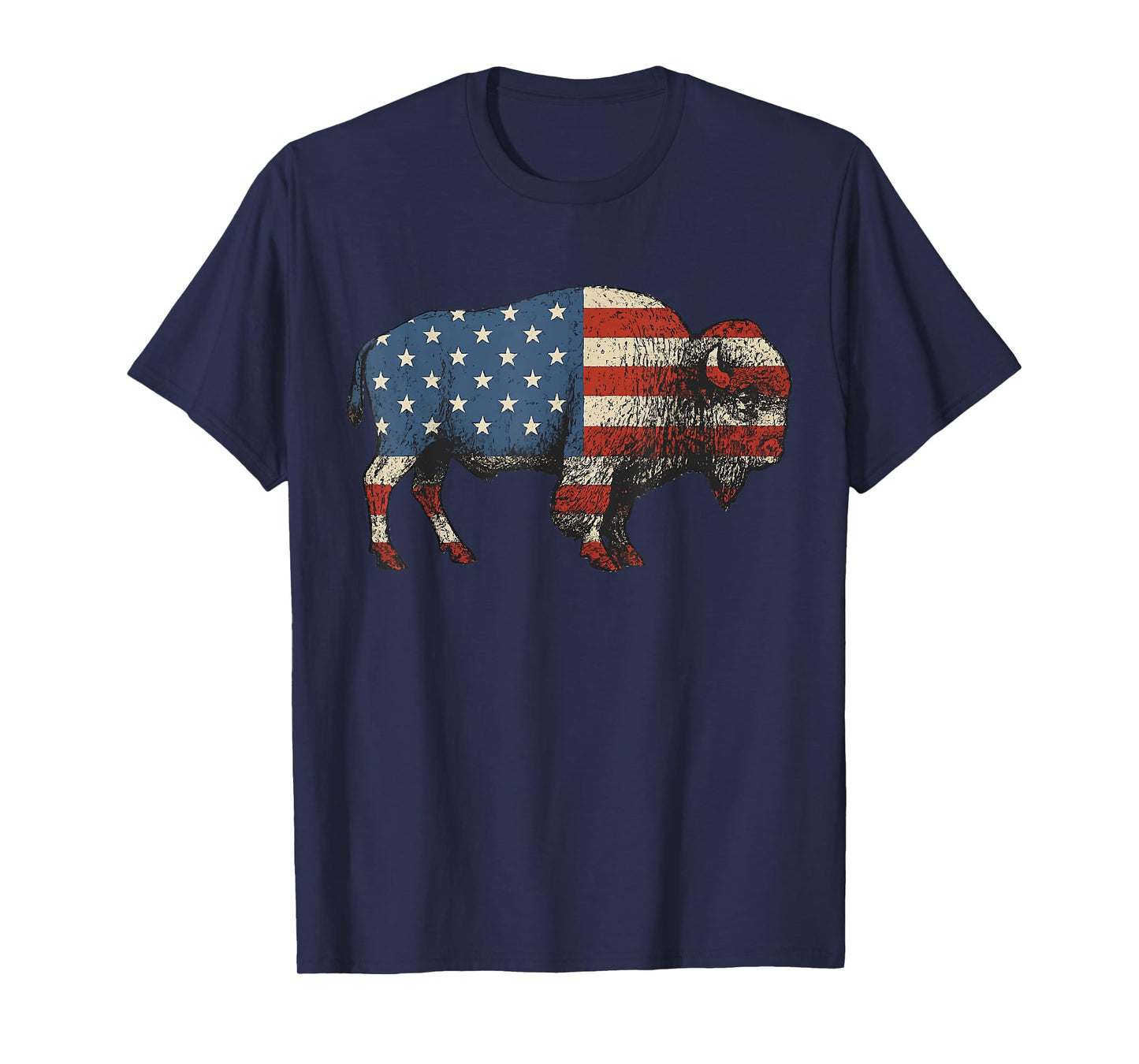 Bison USA American Flag Patriotic United States T-Shirt