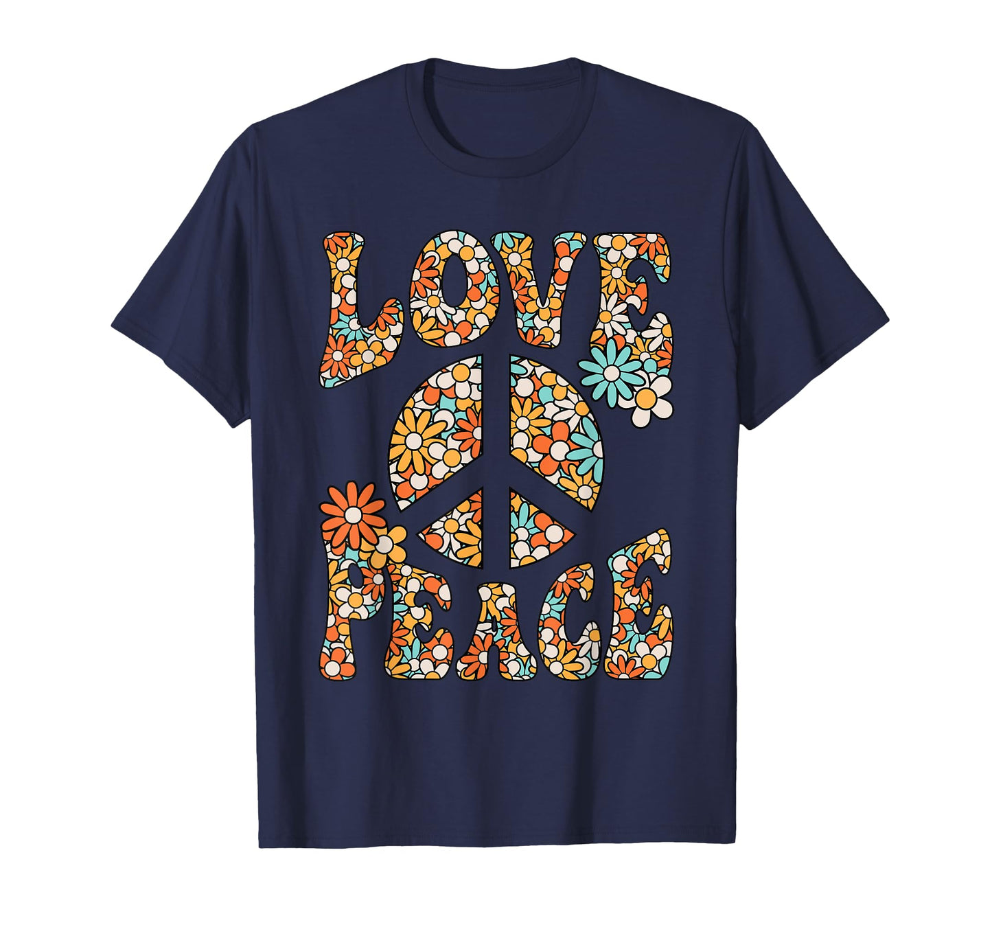 Love Peace Sign Hippie Flower Groovy 60s 70s Party Outfit T-Shirt