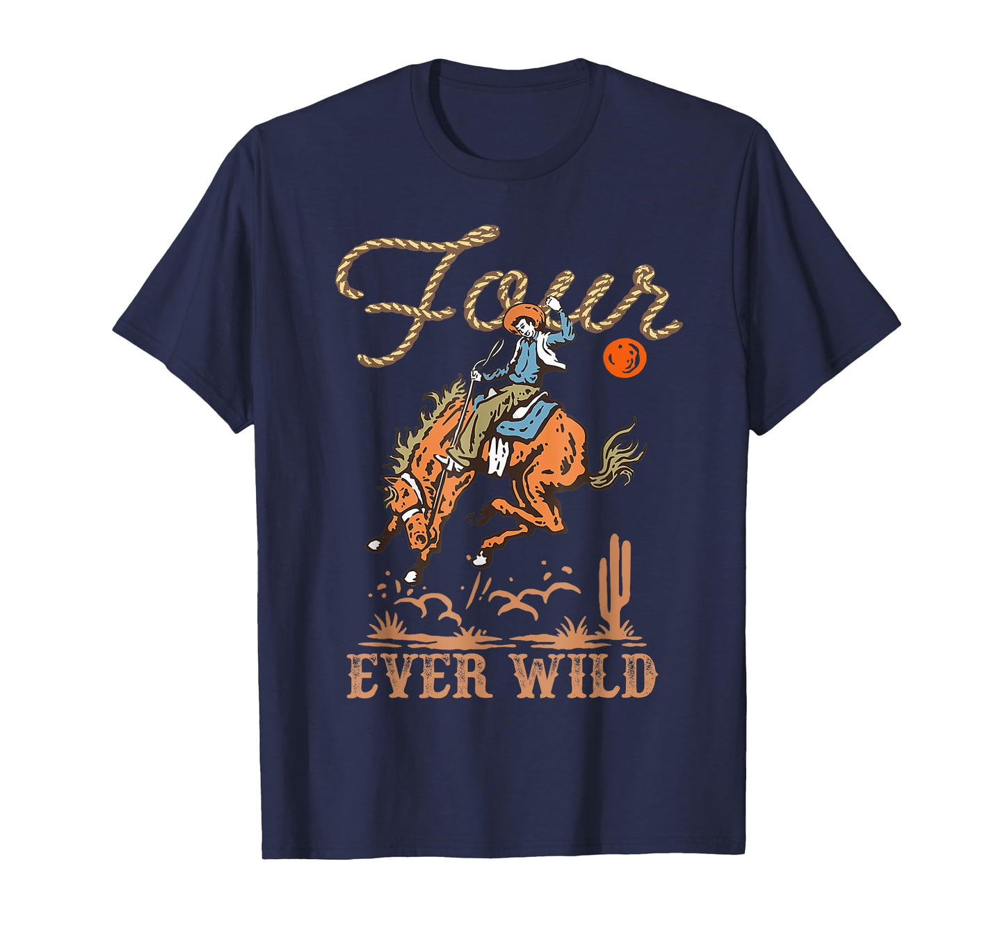 Kids Western Rodeo 4th Birthday Boy Four Ever Wild Cowboy T-Shirt