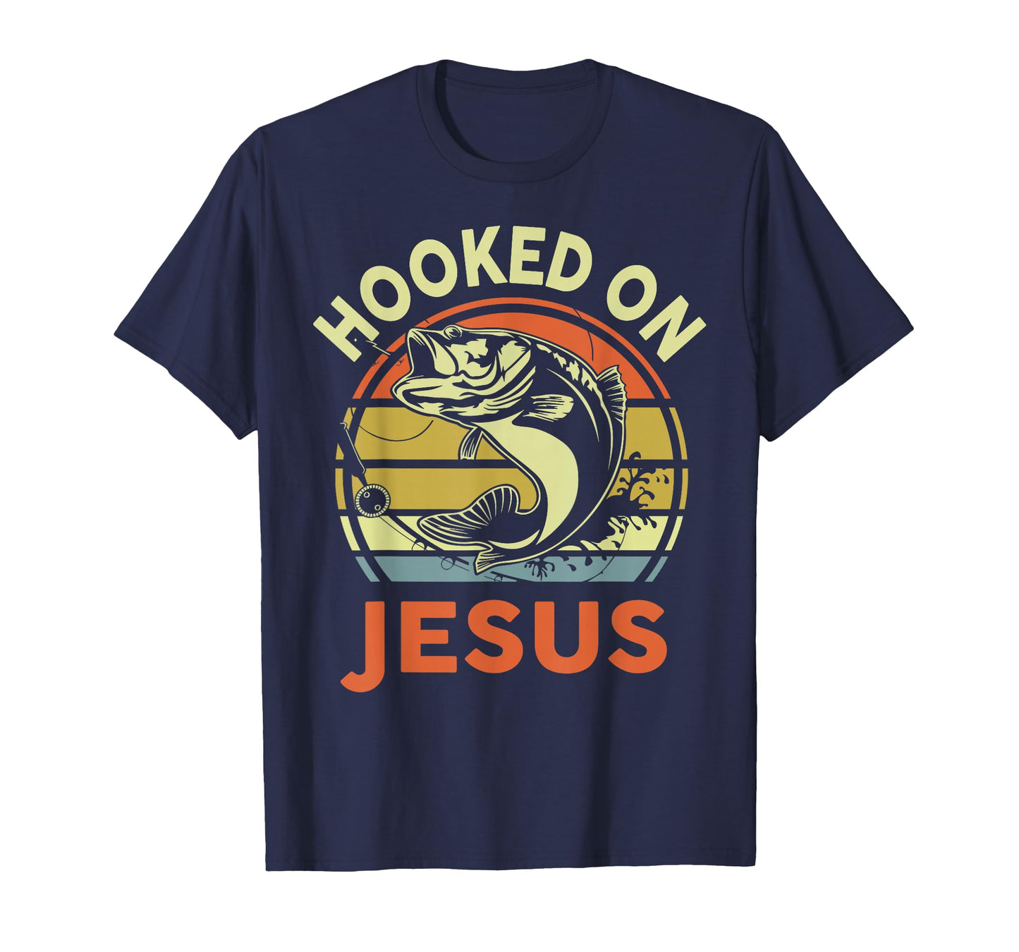 Hooked on Jesus Funny Christian Fishing Gift Dad Daughter T-Shirt