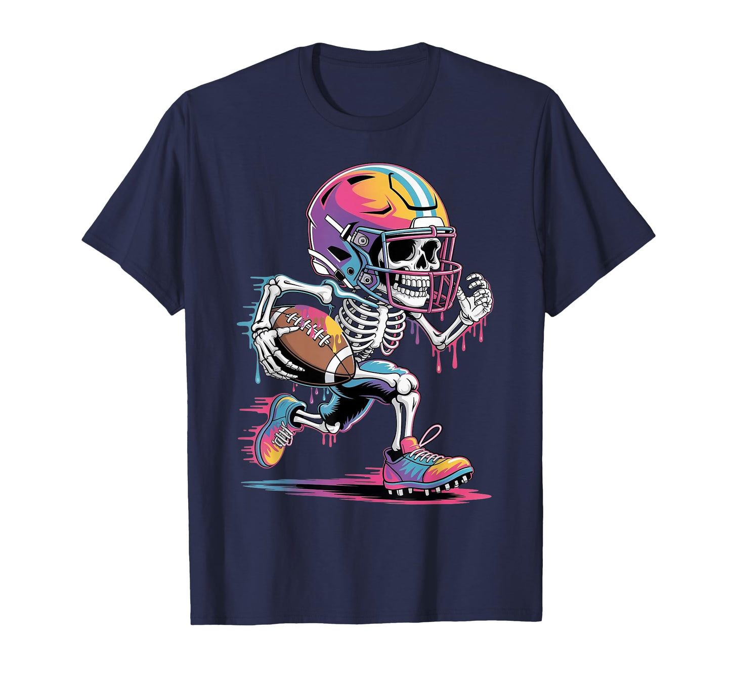 Halloween Skeleton Football Drip Dripping Boys Youth Kids T-Shirt