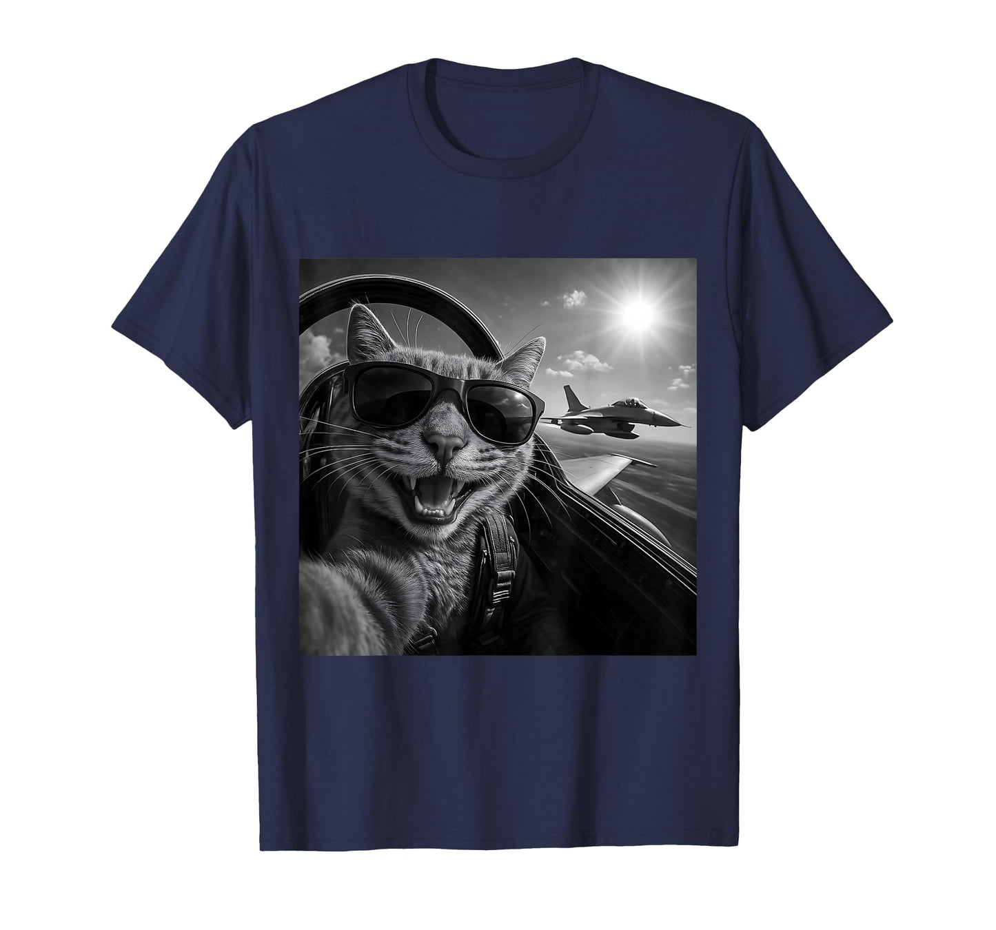 Cat Selfie Jet Plane Funny Cat Gifts for Men Women Children T-Shirt