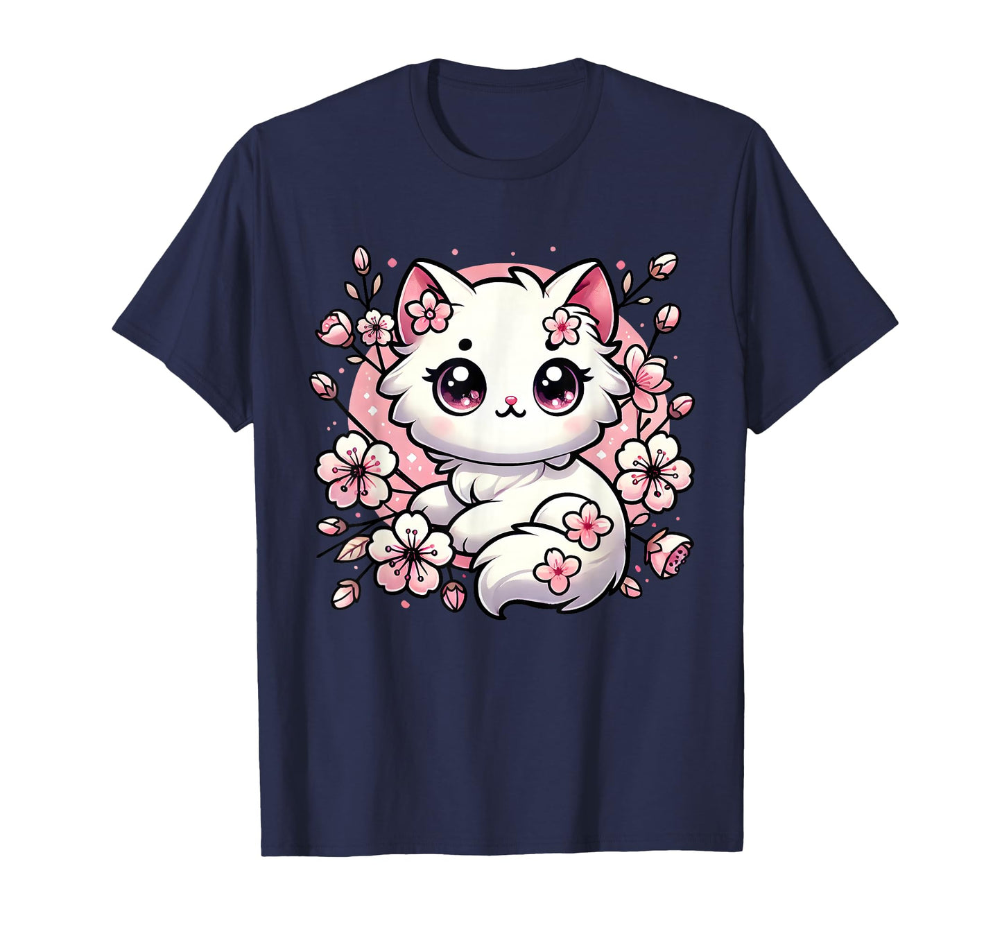 Cute Kawaii Cat Cherry Blossoms Kitten Lover Gift Women Girl T-Shirt