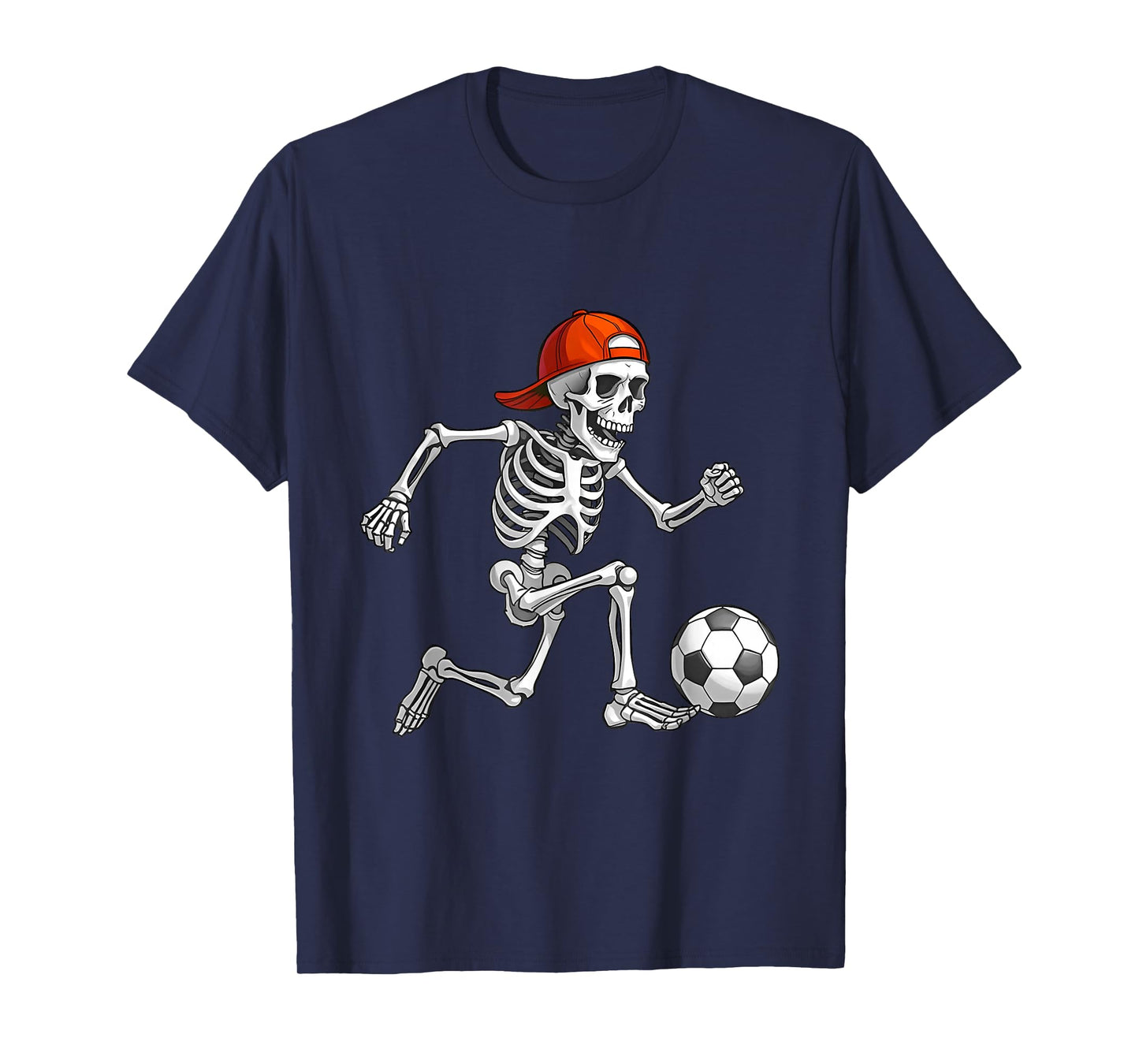 Funny Skeleton Soccer Men Boys Kids Halloween Costume T-Shirt