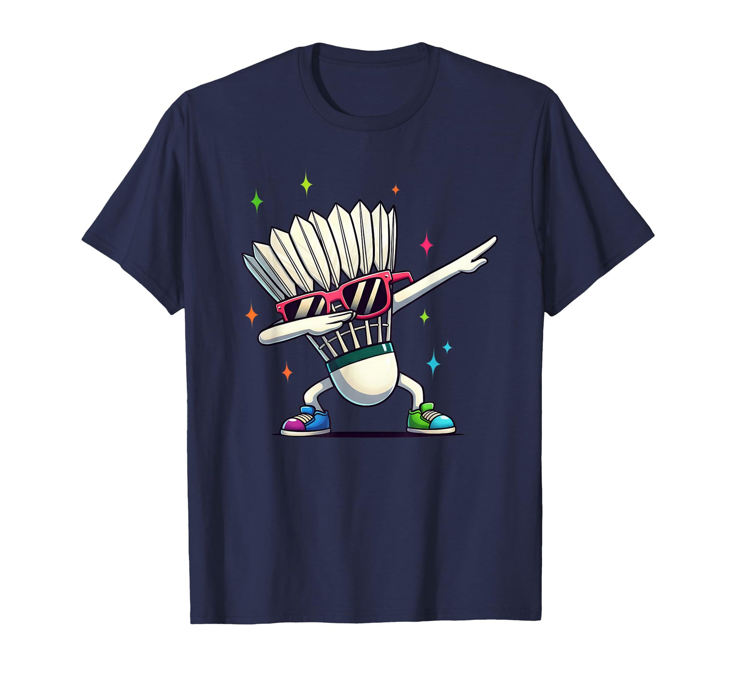 Funny Badminton Player Kids Boys Men Women Shuttlecock Dab T-Shirt