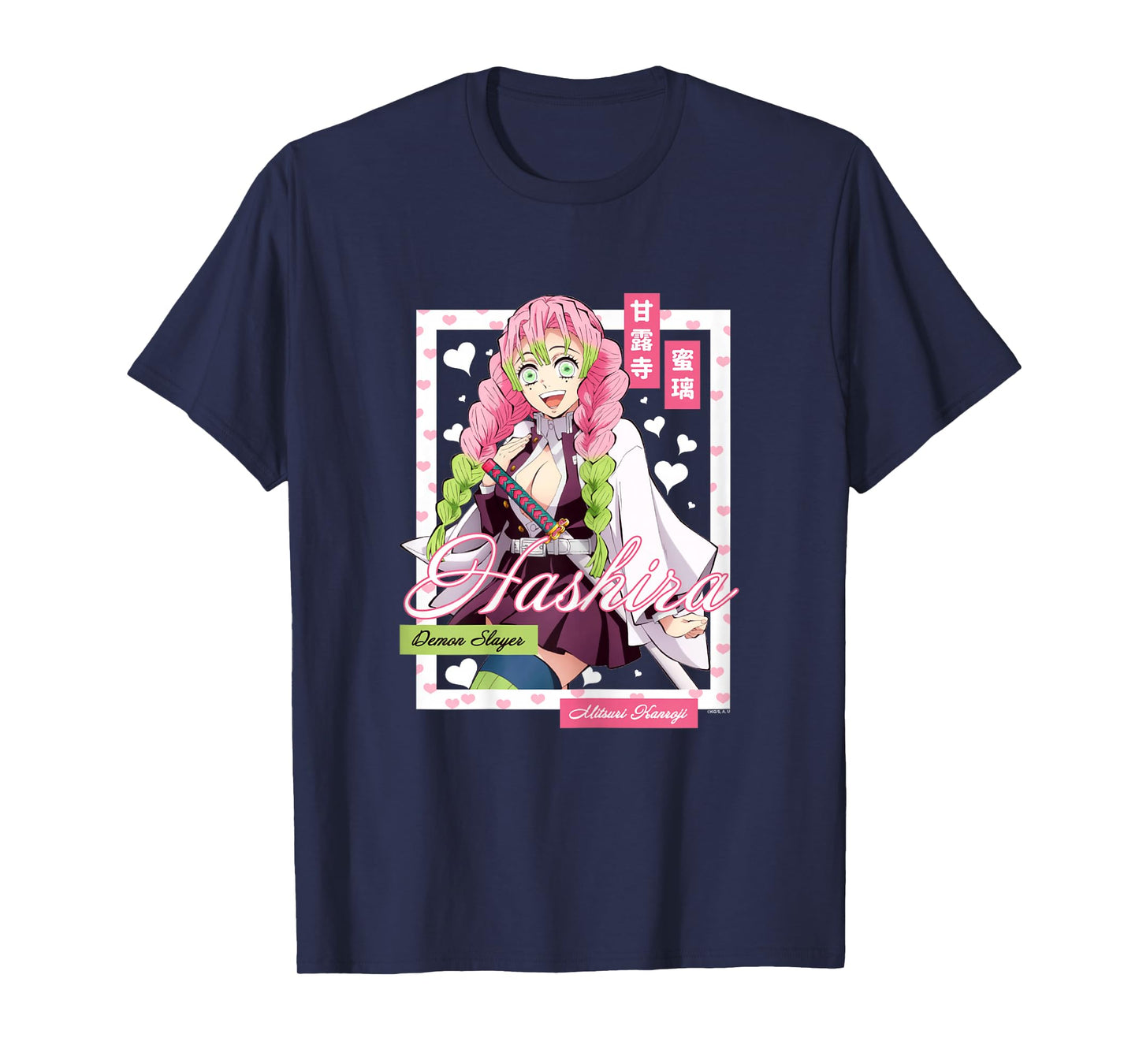 Demon Slayer: Kimetsu no Yaiba Mitsuri Kanroji Pink Heart T-Shirt