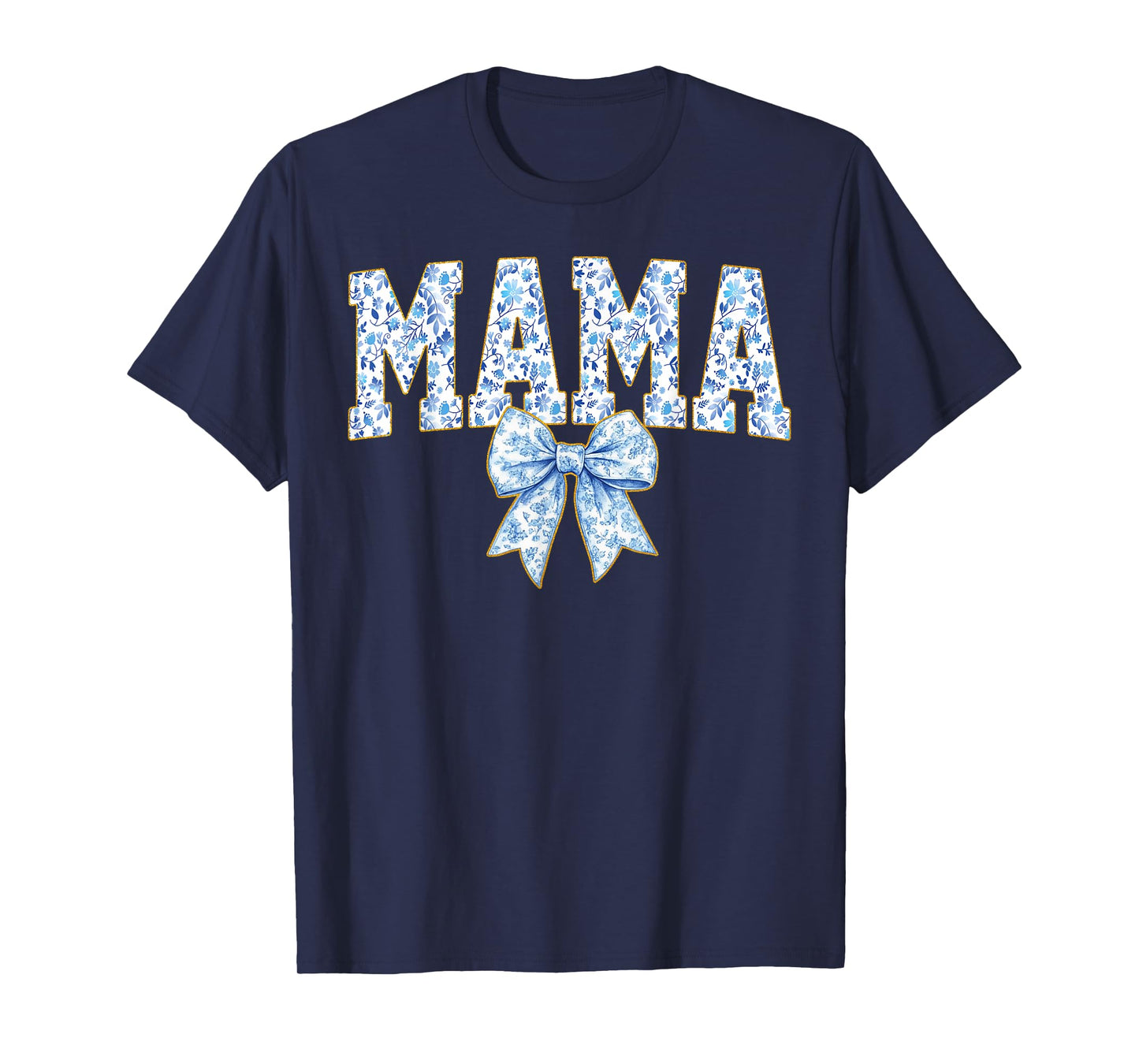 Mama Coquette Bow Groovy Blue Floral Mother's Day Mom Life T-Shirt