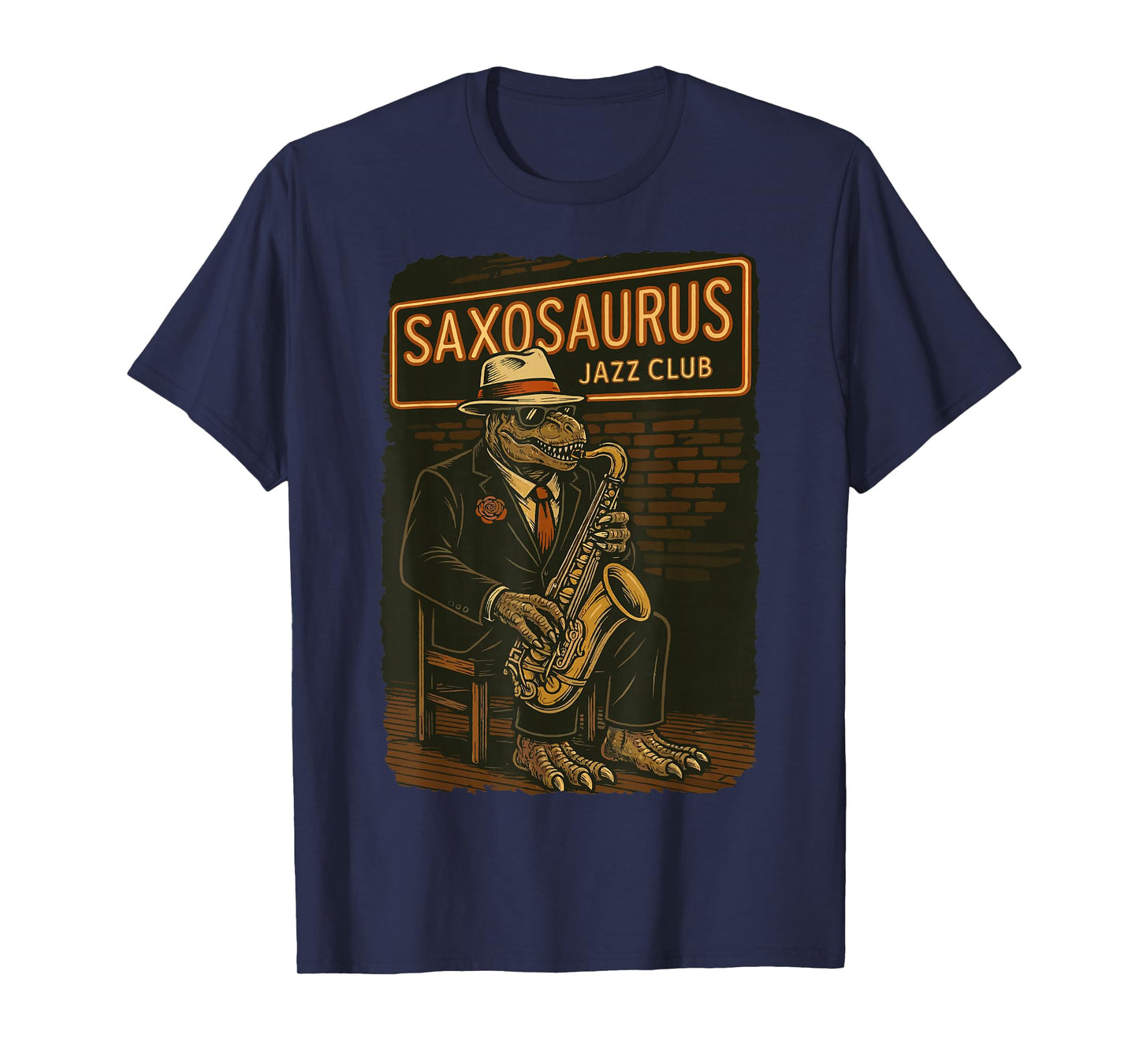 Saxosaurus Jazz Club Funny Dinosaur Saxophone Jazz Lover T-Shirt
