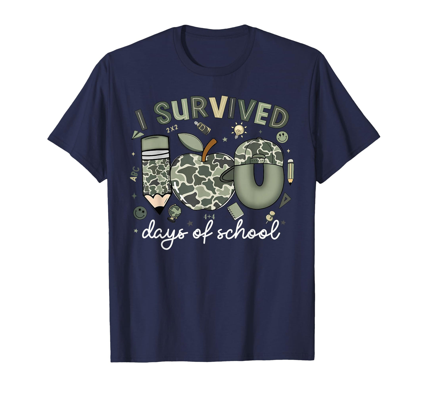 I Survived 100 Days of School Boys Camo 100th Day Teacher T-Shirt