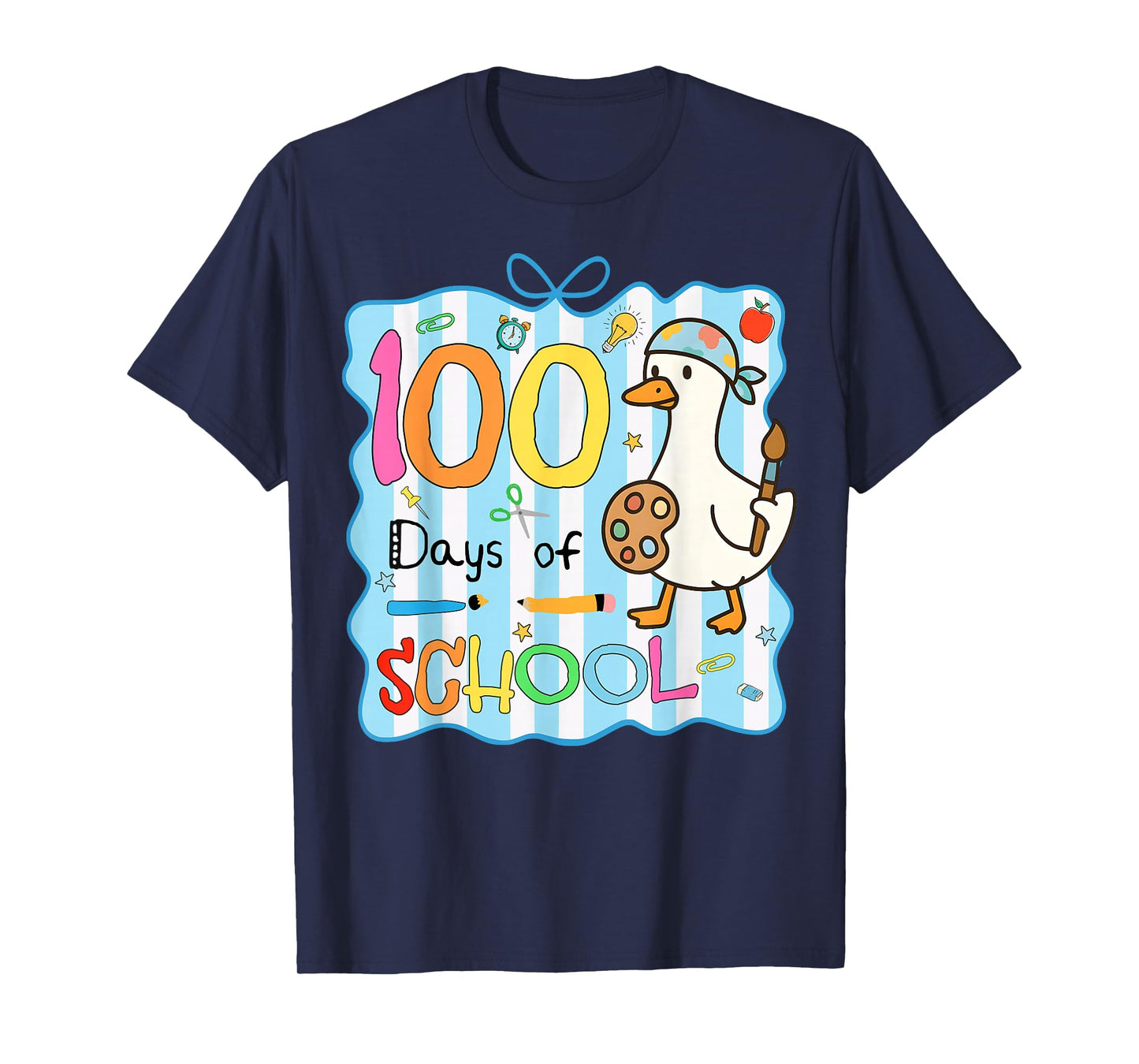100 Days of School Art Goose 100th Day of School Boys Girls T-Shirt