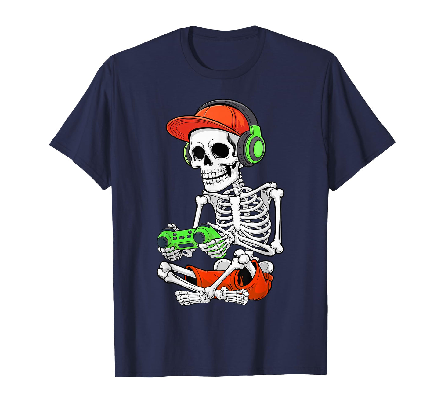 Cool Skeleton Gamer Video Gaming Halloween Men Teen Boy T-Shirt