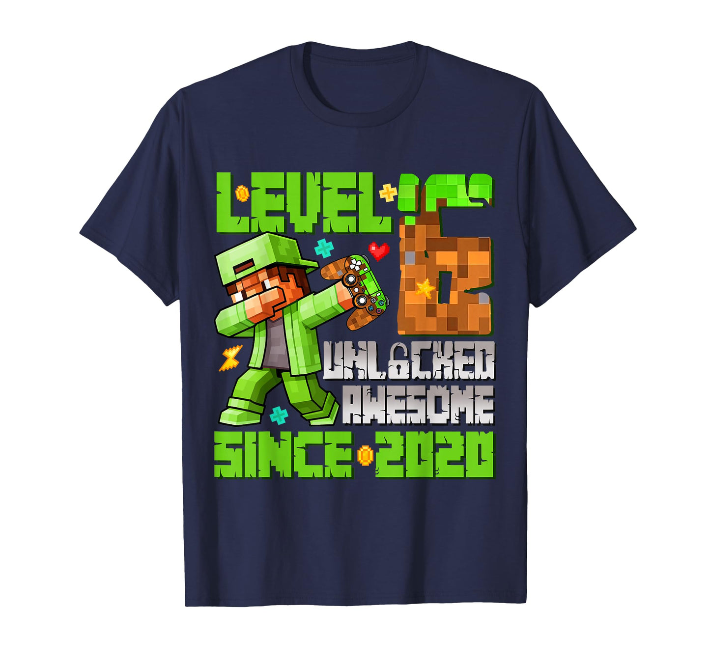 Level 6 Unlocked Awesome Since 2020 6th Birthday Game Boys T-Shirt